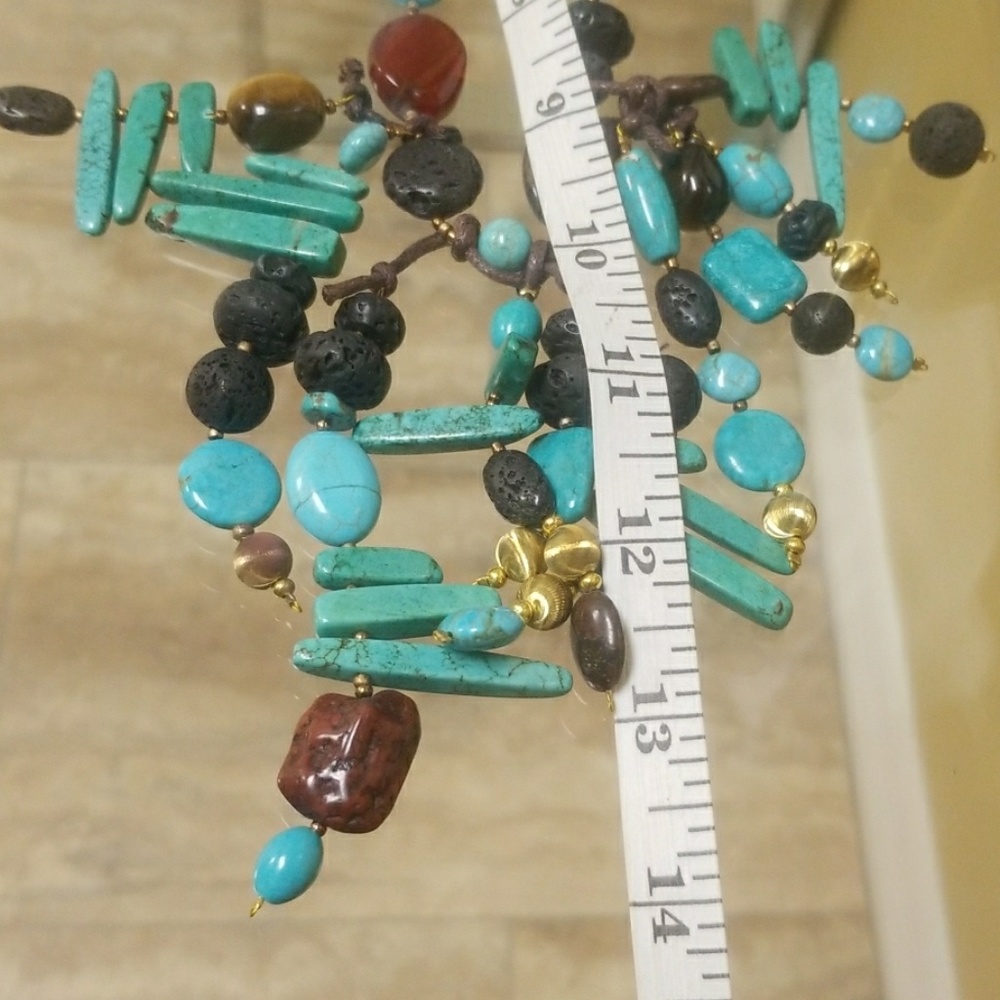 Handmade Turquoise Jasper Natural Stone Necklace - Picture 6 of 12